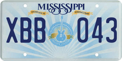 MS license plate XBB043