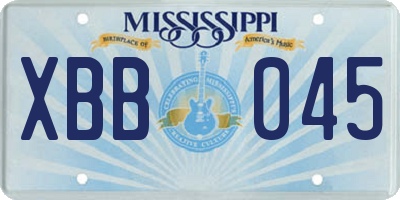 MS license plate XBB045