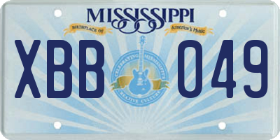 MS license plate XBB049