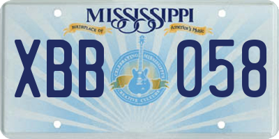 MS license plate XBB058