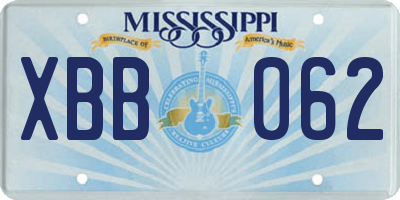 MS license plate XBB062