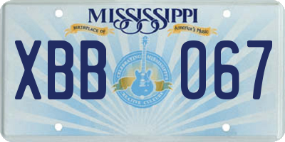 MS license plate XBB067