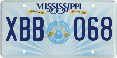 MS license plate XBB068