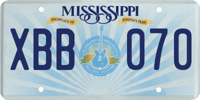 MS license plate XBB070