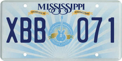 MS license plate XBB071