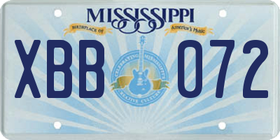 MS license plate XBB072