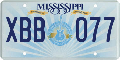 MS license plate XBB077