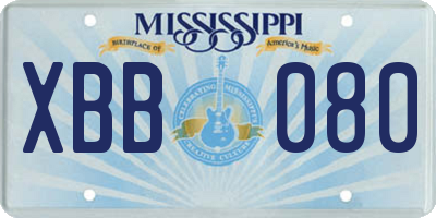 MS license plate XBB080