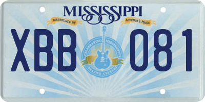 MS license plate XBB081