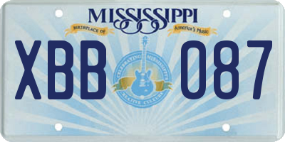 MS license plate XBB087