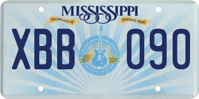 MS license plate XBB090