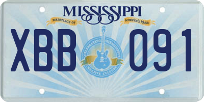 MS license plate XBB091