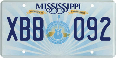 MS license plate XBB092