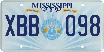 MS license plate XBB098