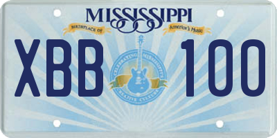 MS license plate XBB100