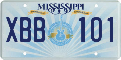 MS license plate XBB101