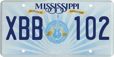 MS license plate XBB102