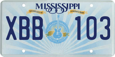 MS license plate XBB103