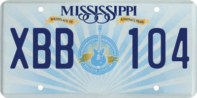 MS license plate XBB104