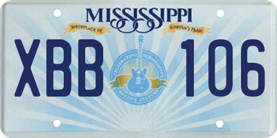 MS license plate XBB106