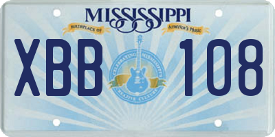 MS license plate XBB108