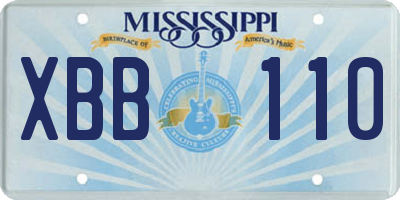 MS license plate XBB110