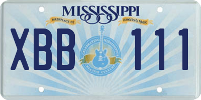 MS license plate XBB111