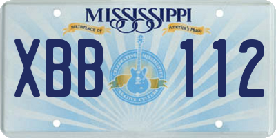 MS license plate XBB112