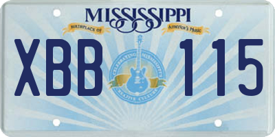 MS license plate XBB115