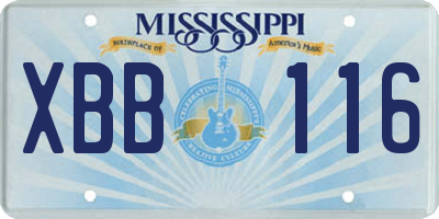 MS license plate XBB116