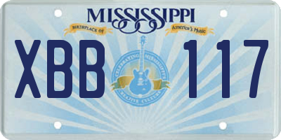 MS license plate XBB117