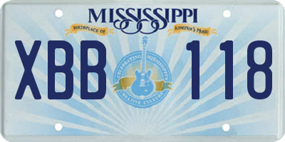 MS license plate XBB118
