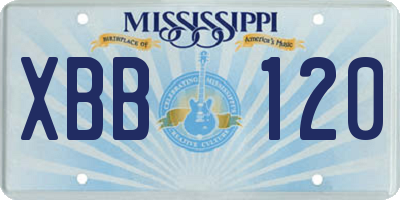 MS license plate XBB120