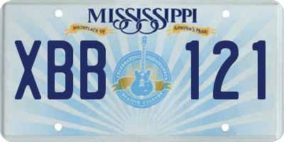 MS license plate XBB121