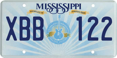 MS license plate XBB122