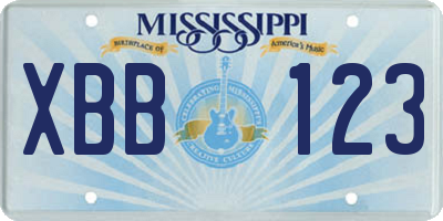 MS license plate XBB123