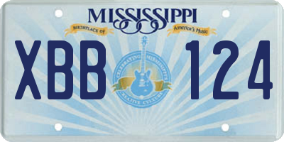 MS license plate XBB124