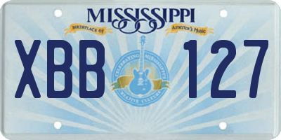 MS license plate XBB127