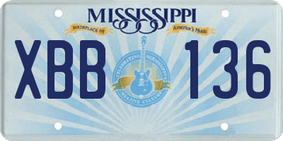 MS license plate XBB136