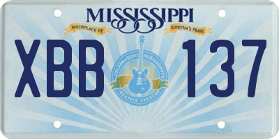 MS license plate XBB137