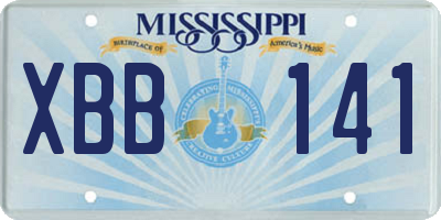 MS license plate XBB141