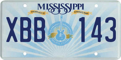 MS license plate XBB143