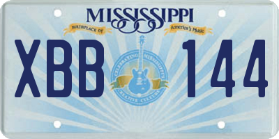 MS license plate XBB144