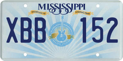 MS license plate XBB152