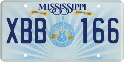 MS license plate XBB166