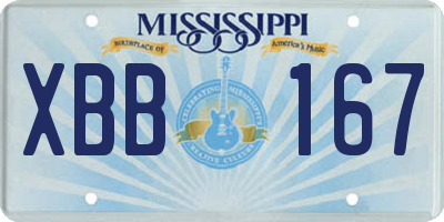MS license plate XBB167