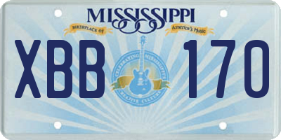 MS license plate XBB170