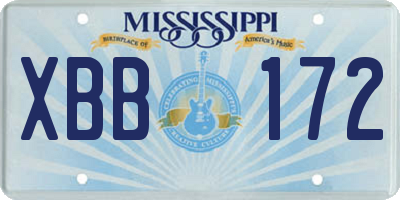 MS license plate XBB172