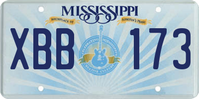 MS license plate XBB173