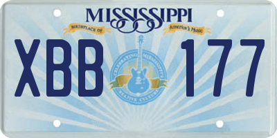 MS license plate XBB177